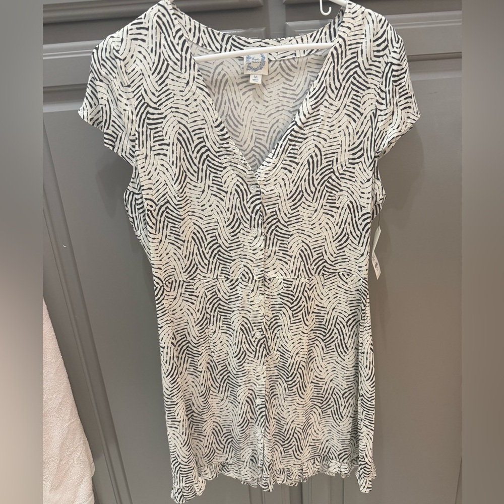 Francescas Black and White Patterned Dress Size M